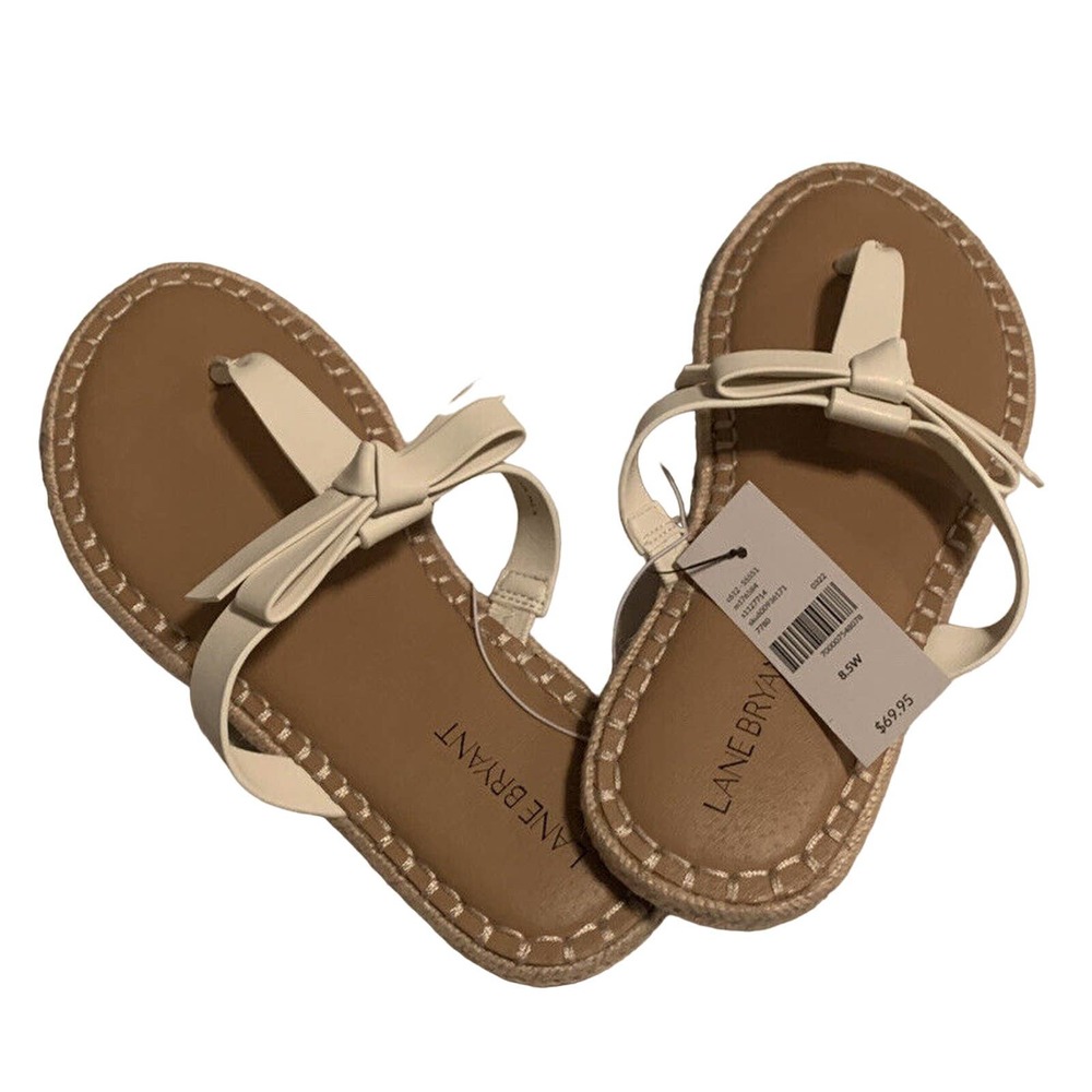 LANE BRYANT DREAM CLOUD Bow Thong Sandal Size 8.5 W White NEW
